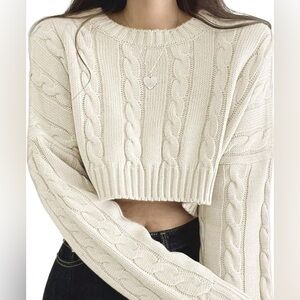 Hera Collection Cream Cable Knit Turtleneck Sweater